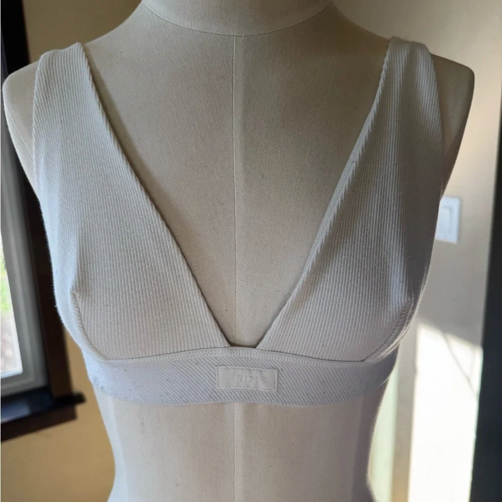 SKIMS Ribbed Triangle Bralette in Cream - Picture 2 of 8